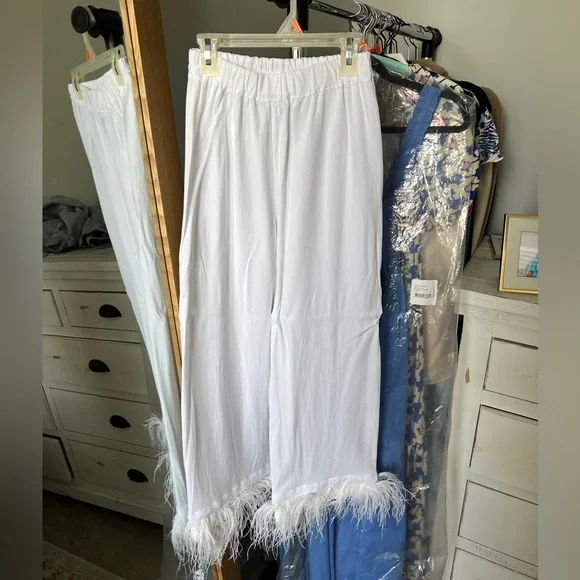 Sleeper Pajama Set with Double Feathers in White size XS